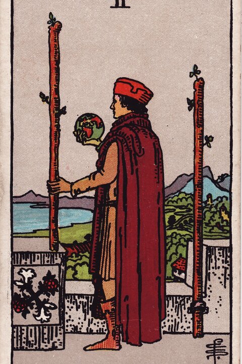 权杖二 · Two of Wands 牌面