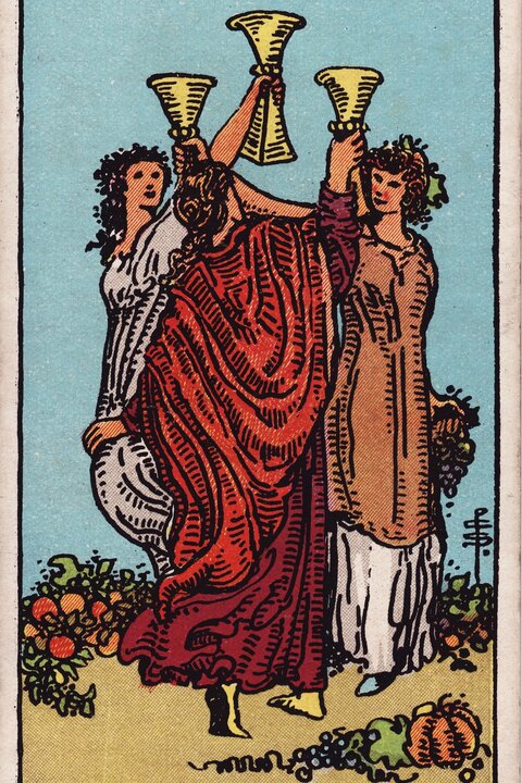 圣杯三 · Three of Cups 牌面