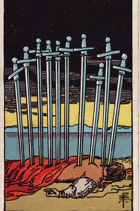 宝剑十 · Ten of Swords 牌面